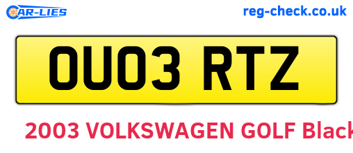 OU03RTZ are the vehicle registration plates.
