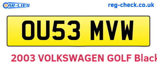 OU53MVW are the vehicle registration plates.