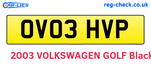 OV03HVP are the vehicle registration plates.