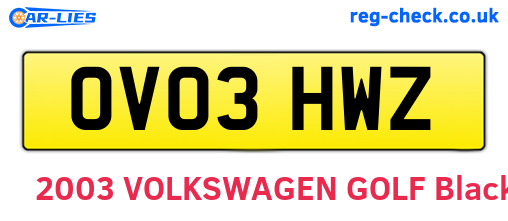 OV03HWZ are the vehicle registration plates.