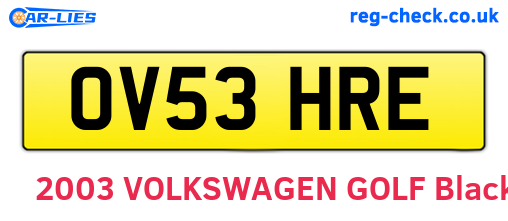 OV53HRE are the vehicle registration plates.