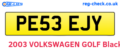 PE53EJY are the vehicle registration plates.