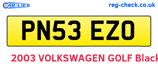 PN53EZO are the vehicle registration plates.