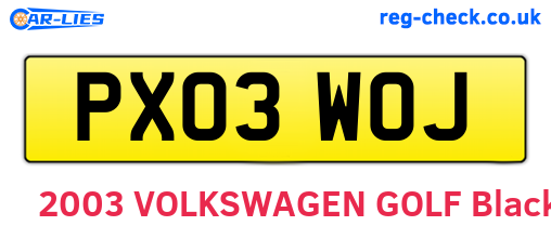 PX03WOJ are the vehicle registration plates.