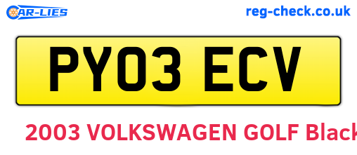 PY03ECV are the vehicle registration plates.