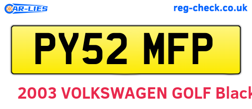 PY52MFP are the vehicle registration plates.
