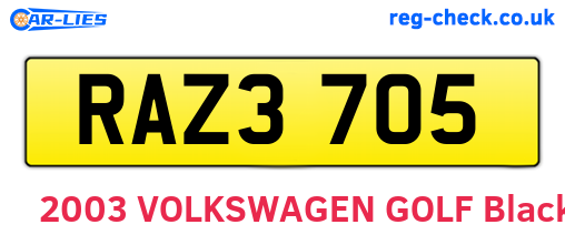 RAZ3705 are the vehicle registration plates.