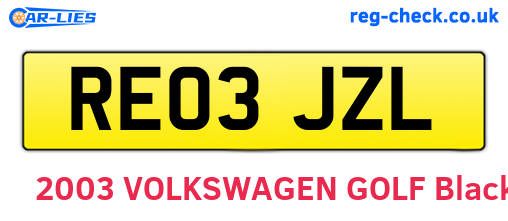 RE03JZL are the vehicle registration plates.