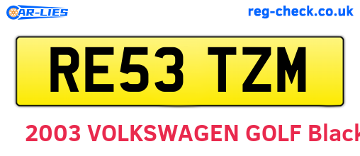 RE53TZM are the vehicle registration plates.