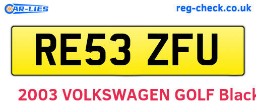 RE53ZFU are the vehicle registration plates.