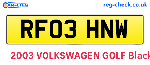 RF03HNW are the vehicle registration plates.