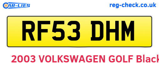 RF53DHM are the vehicle registration plates.