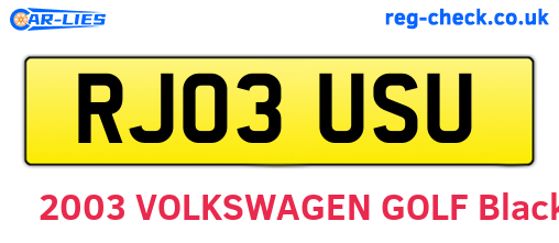 RJ03USU are the vehicle registration plates.