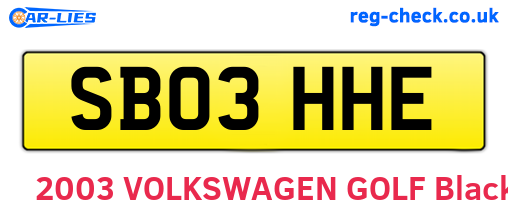 SB03HHE are the vehicle registration plates.