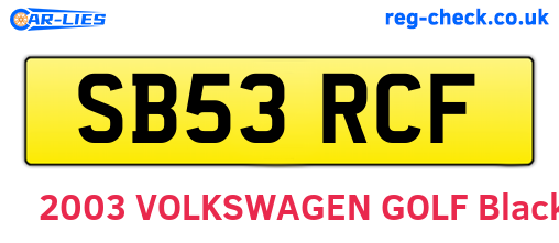 SB53RCF are the vehicle registration plates.