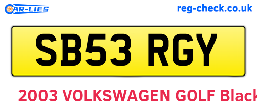 SB53RGY are the vehicle registration plates.