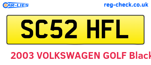 SC52HFL are the vehicle registration plates.