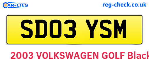SD03YSM are the vehicle registration plates.
