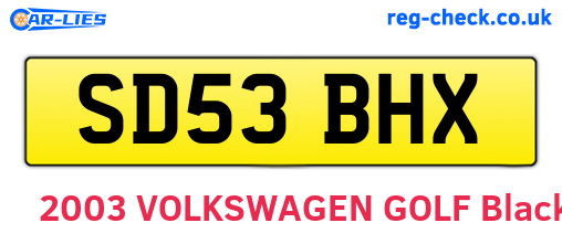 SD53BHX are the vehicle registration plates.