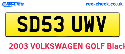 SD53UWV are the vehicle registration plates.