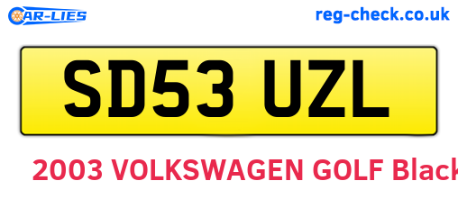 SD53UZL are the vehicle registration plates.