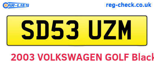 SD53UZM are the vehicle registration plates.
