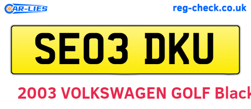 SE03DKU are the vehicle registration plates.