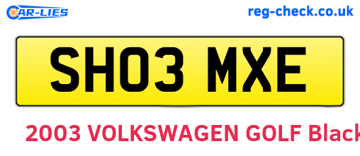 SH03MXE are the vehicle registration plates.
