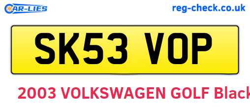 SK53VOP are the vehicle registration plates.