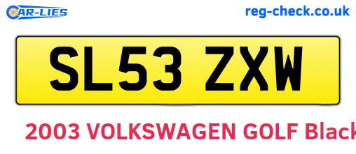 SL53ZXW are the vehicle registration plates.