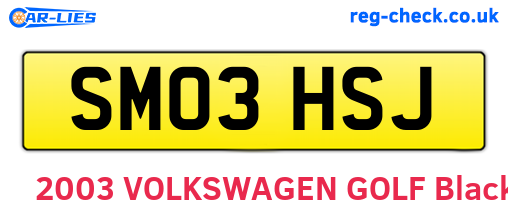 SM03HSJ are the vehicle registration plates.
