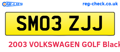 SM03ZJJ are the vehicle registration plates.