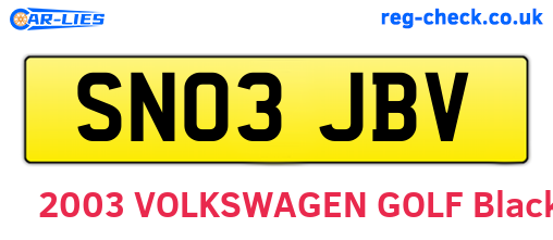 SN03JBV are the vehicle registration plates.