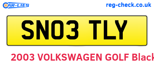 SN03TLY are the vehicle registration plates.