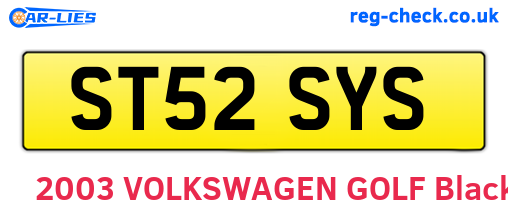 ST52SYS are the vehicle registration plates.