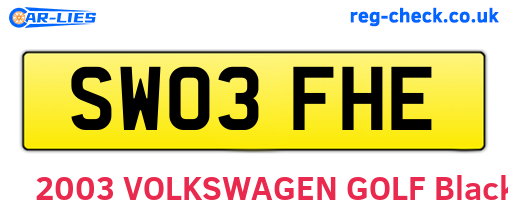 SW03FHE are the vehicle registration plates.