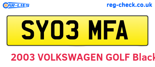SY03MFA are the vehicle registration plates.