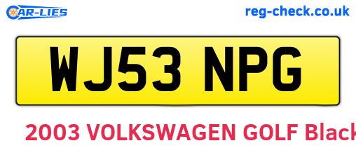 WJ53NPG are the vehicle registration plates.