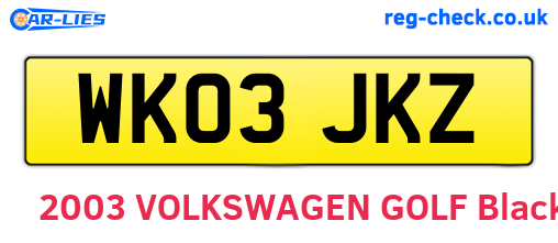 WK03JKZ are the vehicle registration plates.
