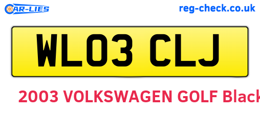 WL03CLJ are the vehicle registration plates.