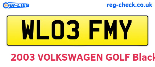 WL03FMY are the vehicle registration plates.