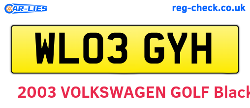 WL03GYH are the vehicle registration plates.