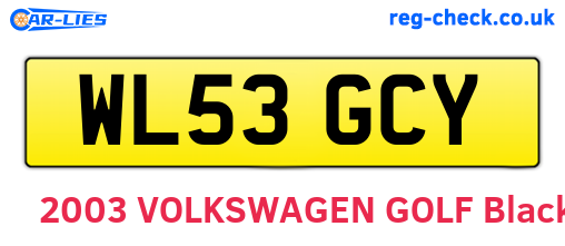 WL53GCY are the vehicle registration plates.