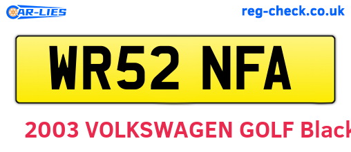 WR52NFA are the vehicle registration plates.