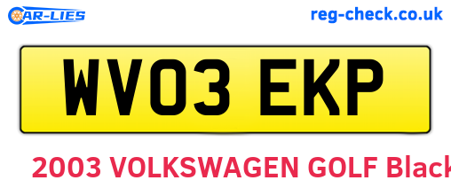 WV03EKP are the vehicle registration plates.