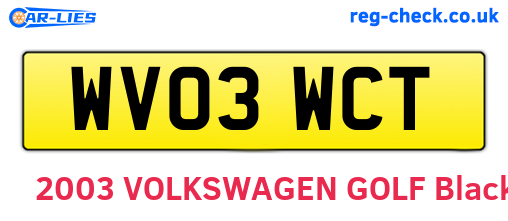WV03WCT are the vehicle registration plates.