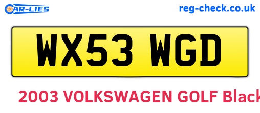 WX53WGD are the vehicle registration plates.
