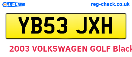 YB53JXH are the vehicle registration plates.