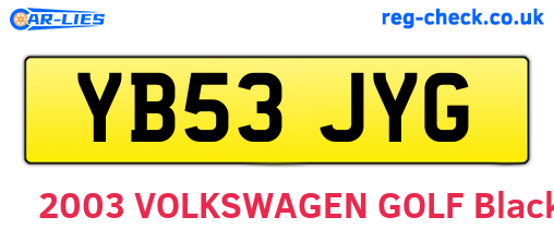 YB53JYG are the vehicle registration plates.