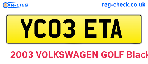YC03ETA are the vehicle registration plates.